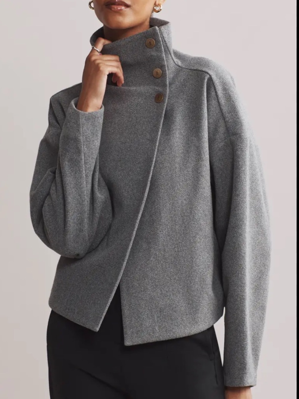RHONE cocoon crop jacket in Heather gray